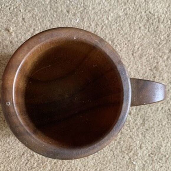 Vintage Monkey Pod Wood Head Mug Philippines Mid Century Modern - Picture 4 of 6